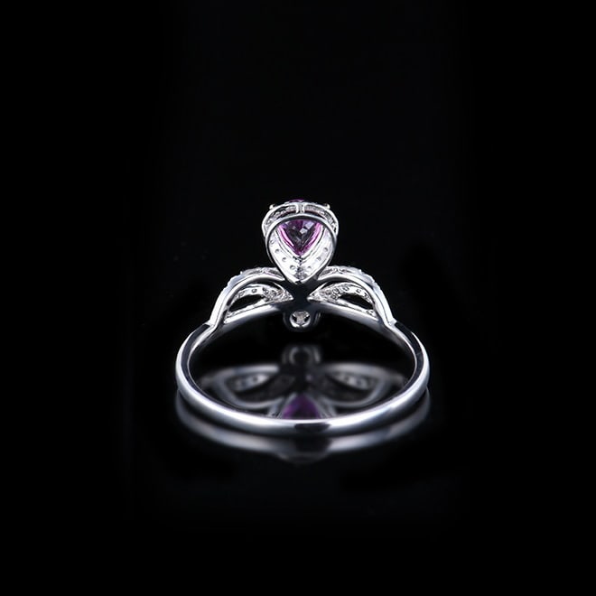 14k Gold 0.49 Ctw Natural Padparadscha Sapphire & Diamond Ring - 2