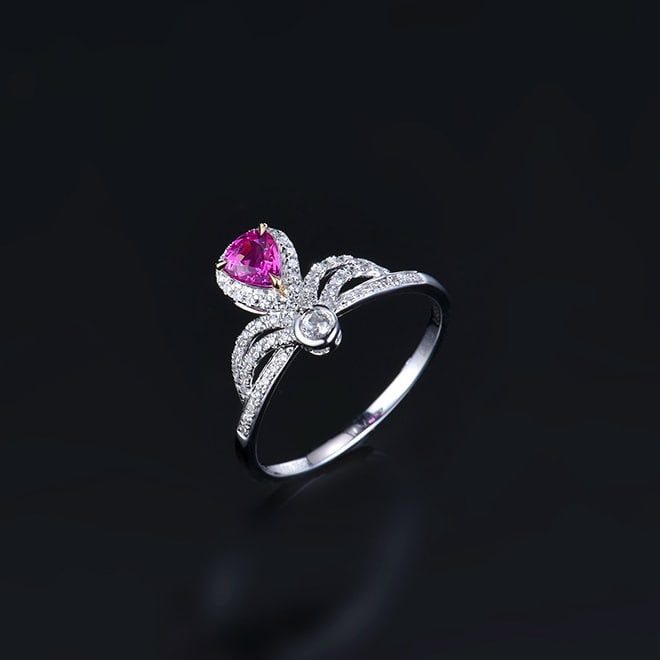 14k Gold 0.49 Ctw Natural Padparadscha Sapphire & Diamond Ring - 3