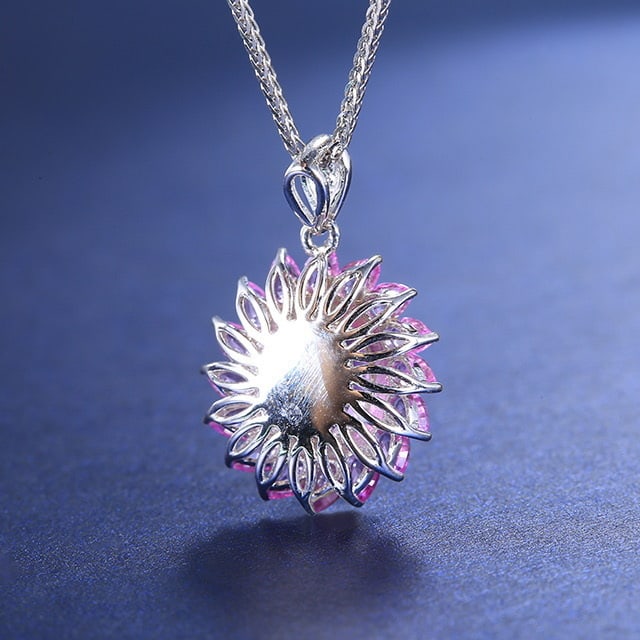 14k Gold 2.28 Ctw Natural Padparadscha Sapphire & Sapphire Pendant( Without Chain ) - 4