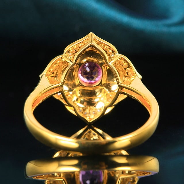 14k Gold 0.61 Ctw Natural Sapphire & Diamond Ring - 4