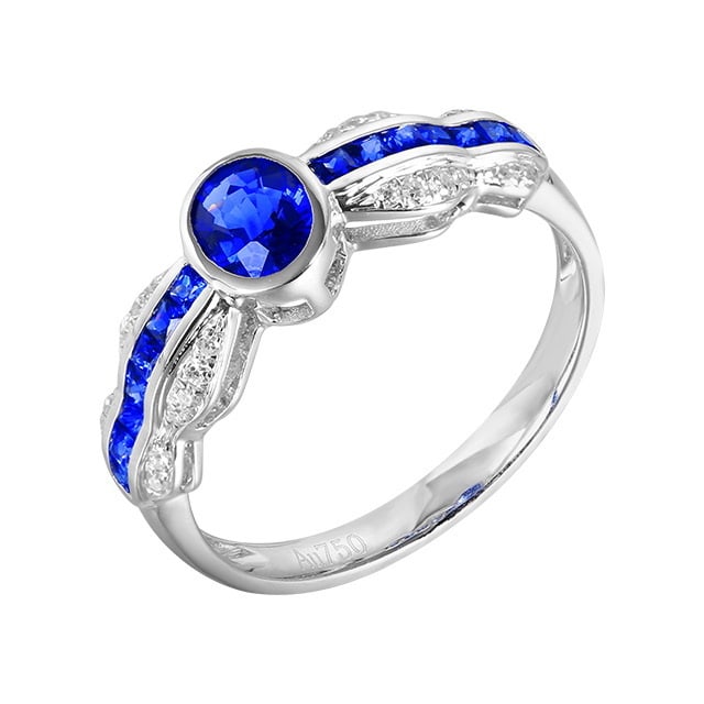 14k Gold 1.0 Ctw Natural Sapphire & Sapphire Ring - 2