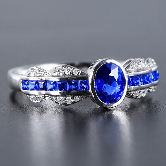 14k Gold 1.0 Ctw Natural Sapphire & Sapphire Ring - 4