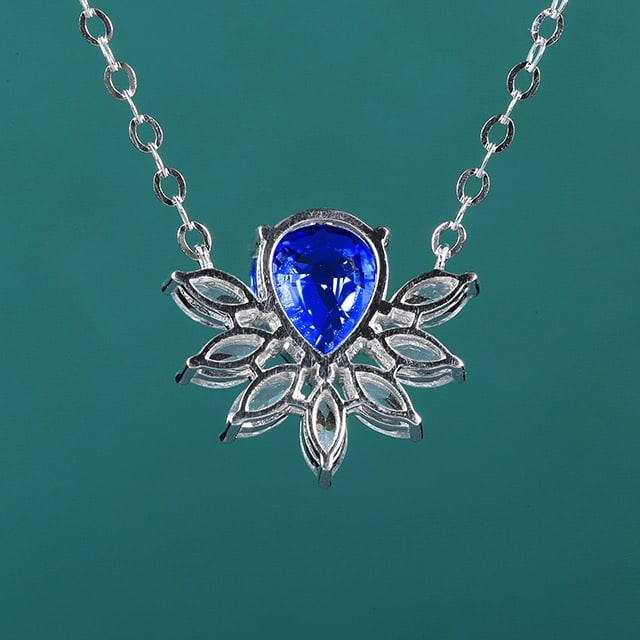 14k Gold 1.82 Ctw Natural Sapphire & Sapphire Necklace - 4