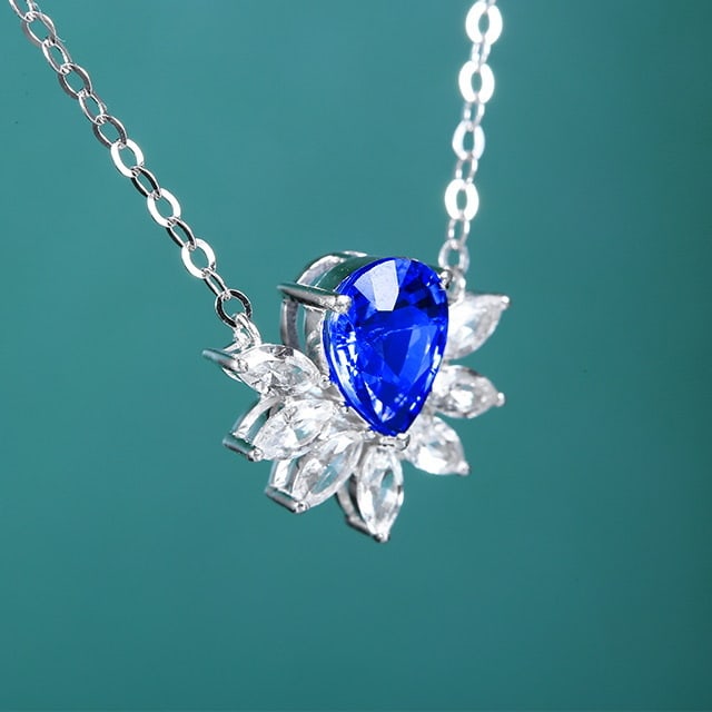 14k Gold 1.82 Ctw Natural Sapphire & Sapphire Necklace - 5