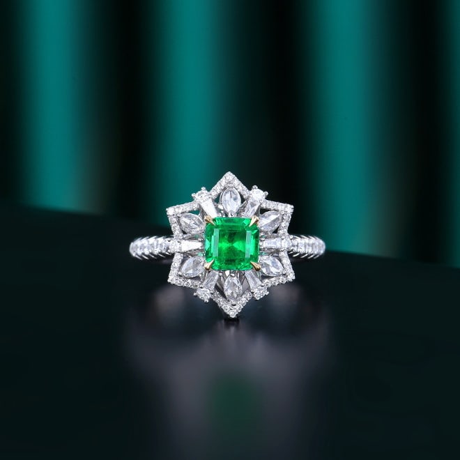14k Gold 1.45 Ctw Vivid Green Natural Emerald & Diamond Ring/pendant( Without Chain ) - 7