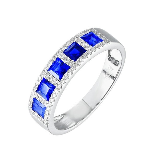 14k Gold 1.37 Ctw Vivid Blue Natural Sapphire & Diamond Ring - 2