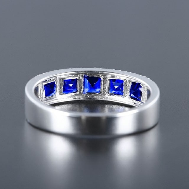 14k Gold 1.37 Ctw Vivid Blue Natural Sapphire & Diamond Ring - 3
