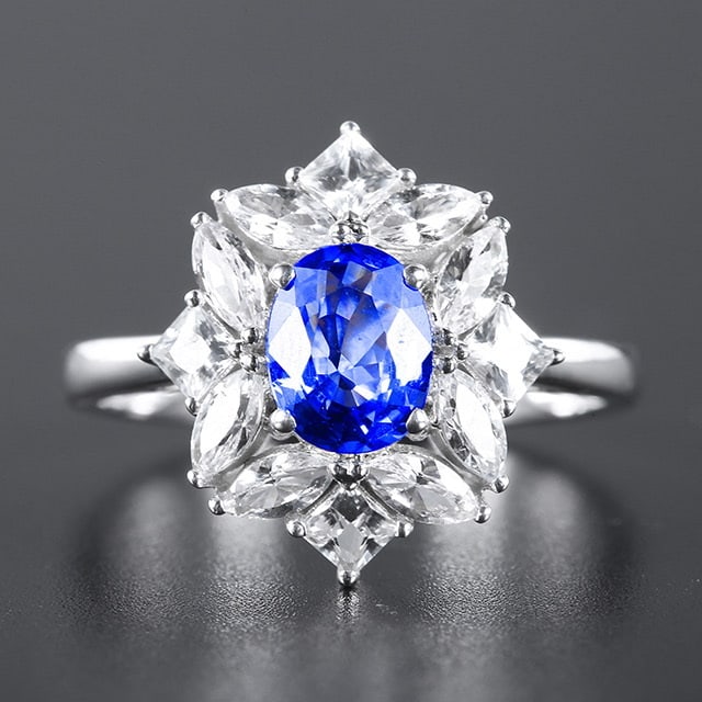 14k Gold 2.23 Ctw Natural Sapphire & Sapphire Ring: Ref:230982092 / / gold content:14k gold / / ring size:7. 25us / / / / main gemstone:sapphire / / shape:oval / / carat weight:1. 08ct / / color:blue / / treatment:natural / / / / adjacent gemstone 2 :