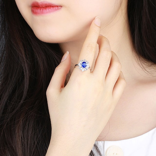 14k Gold 1.19 Ctw Natural Sapphire & Diamond Ring - 2
