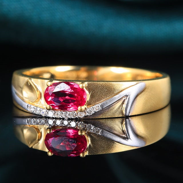 14k Gold 0.38 Ctw Natural Ruby & Diamond Ring - 5
