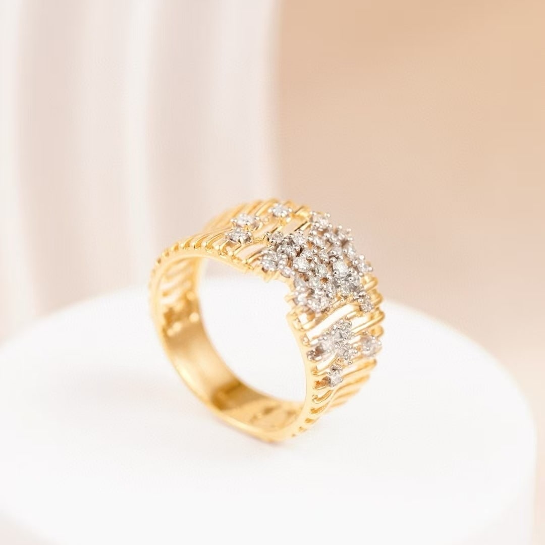 14k Gold 0.4 Ct Natural H Diamond Ring - 6