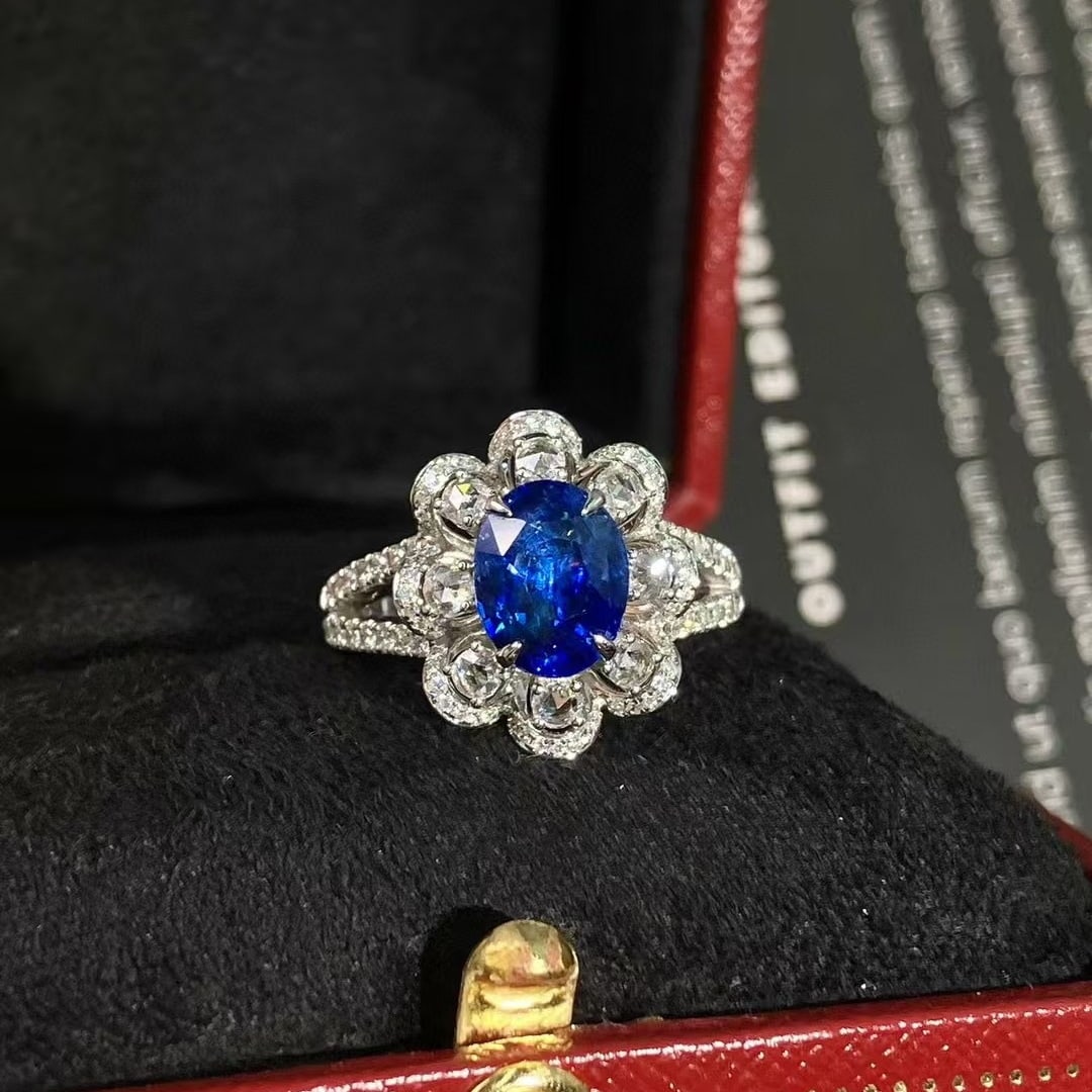 14k Gold 3.32 Ctw Natural Sapphire & Diamond Ring - 2
