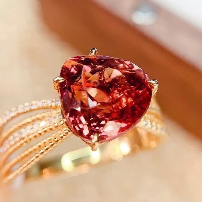 14k Gold 3.52 Ct Natural Tourmaline & Diamond Ring - 5