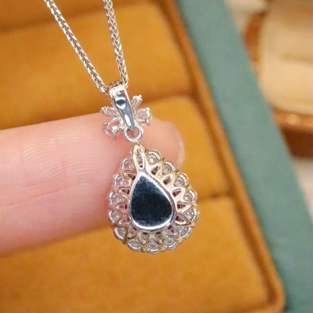 14k Gold 1.99 Ctw Natural Ruby & Diamond Pendant( Without Chain ) - 4