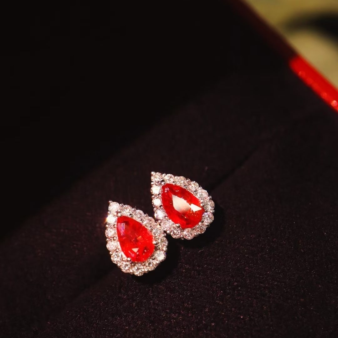 14k Gold 1.64 Ctw Natural Ruby & Diamond Earrings - 2