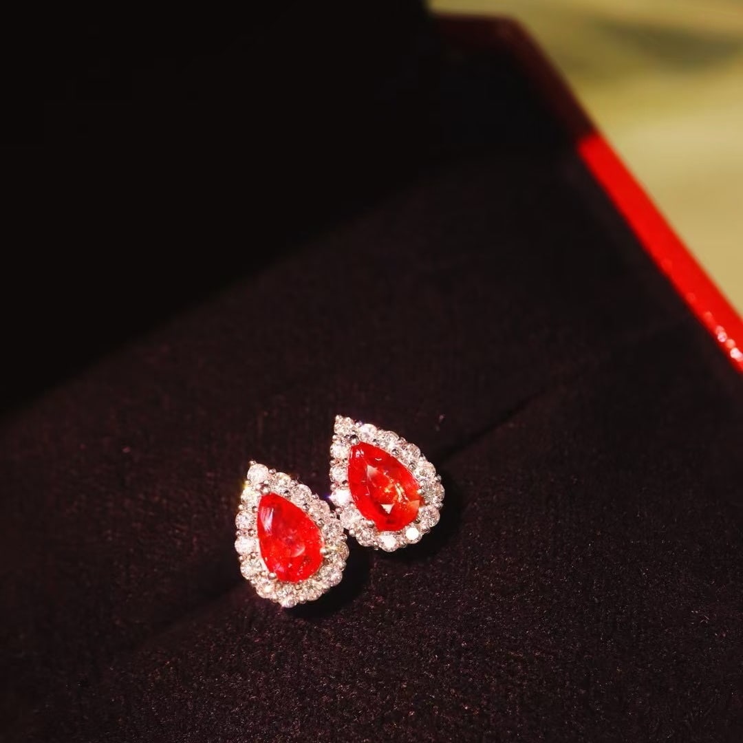 14k Gold 1.64 Ctw Natural Ruby & Diamond Earrings - 6