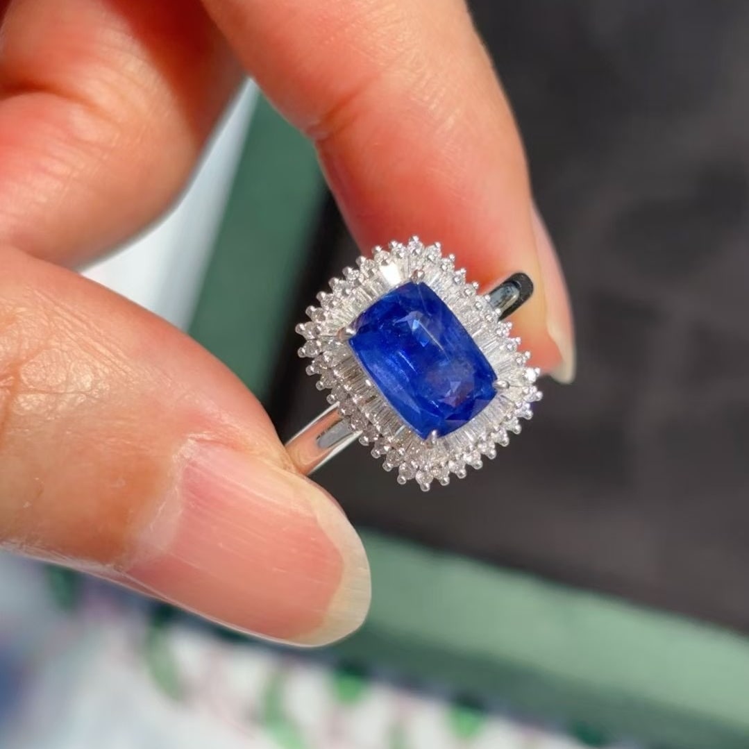 14k Gold 3.26 Ctw Natural Sapphire & Diamond Ring - 3
