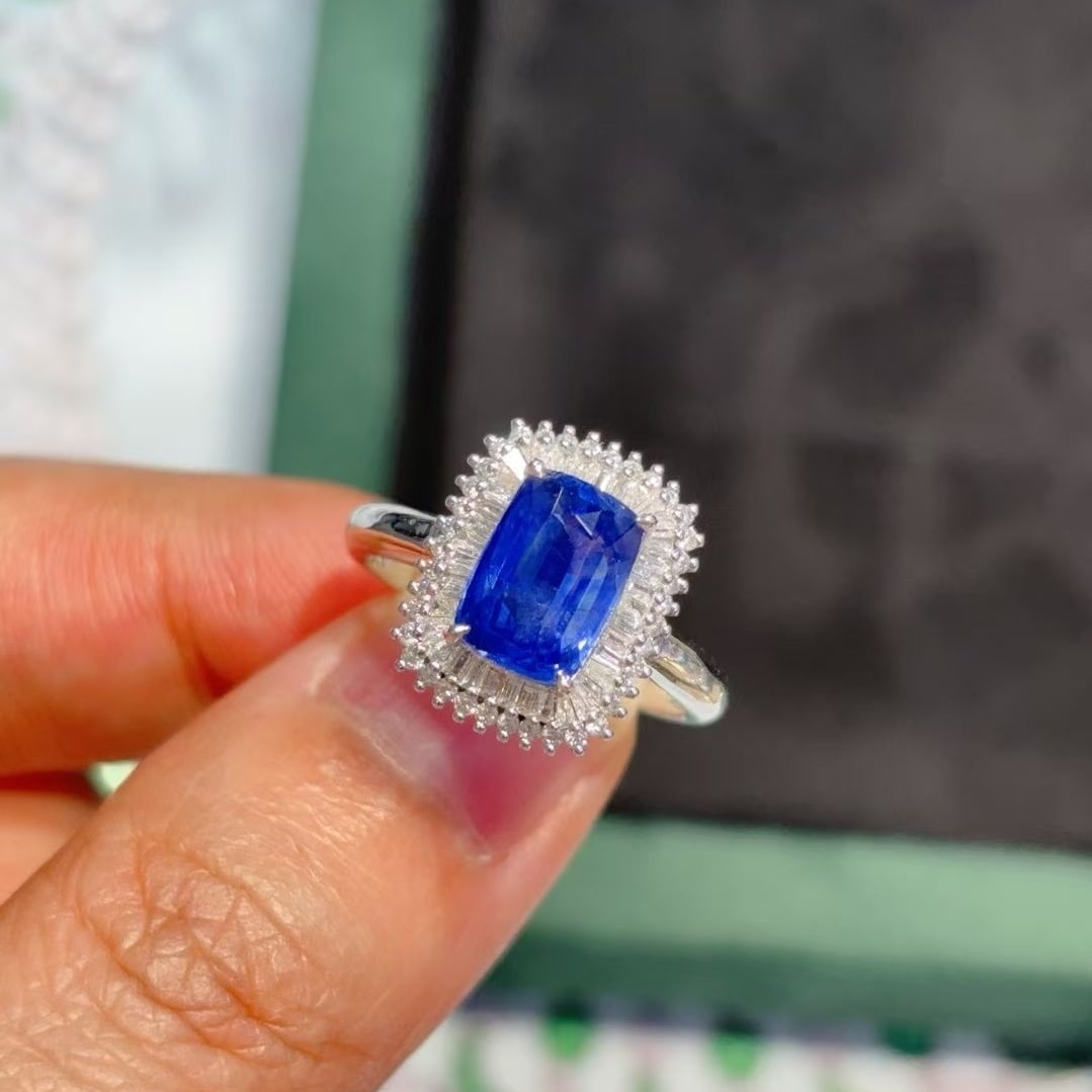 14k Gold 3.26 Ctw Natural Sapphire & Diamond Ring - 5