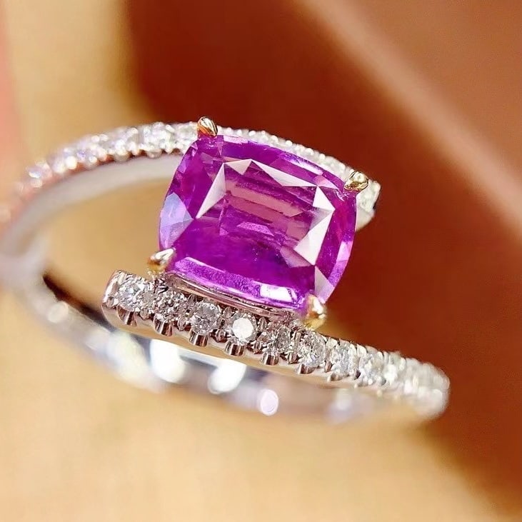 14k Gold 1.35 Ct Natural Sapphire & Diamond Ring - 3