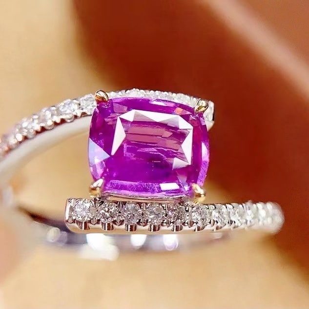 14k Gold 1.35 Ct Natural Sapphire & Diamond Ring - 4