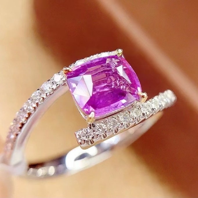 14k Gold 1.35 Ct Natural Sapphire & Diamond Ring - 5