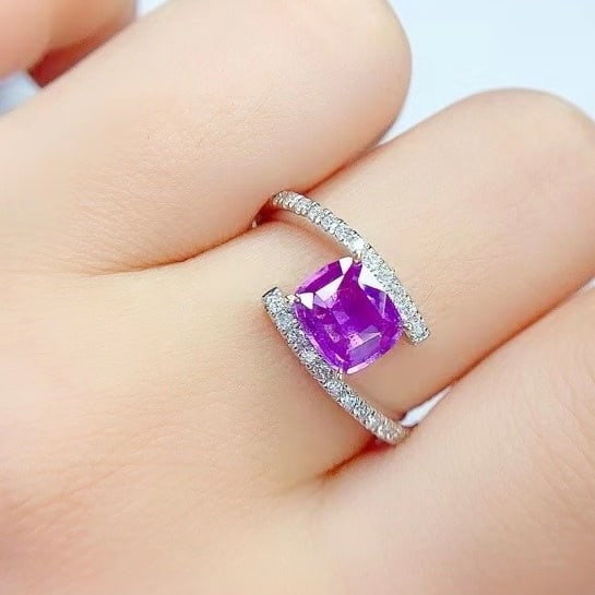 14k Gold 1.35 Ct Natural Sapphire & Diamond Ring - 6