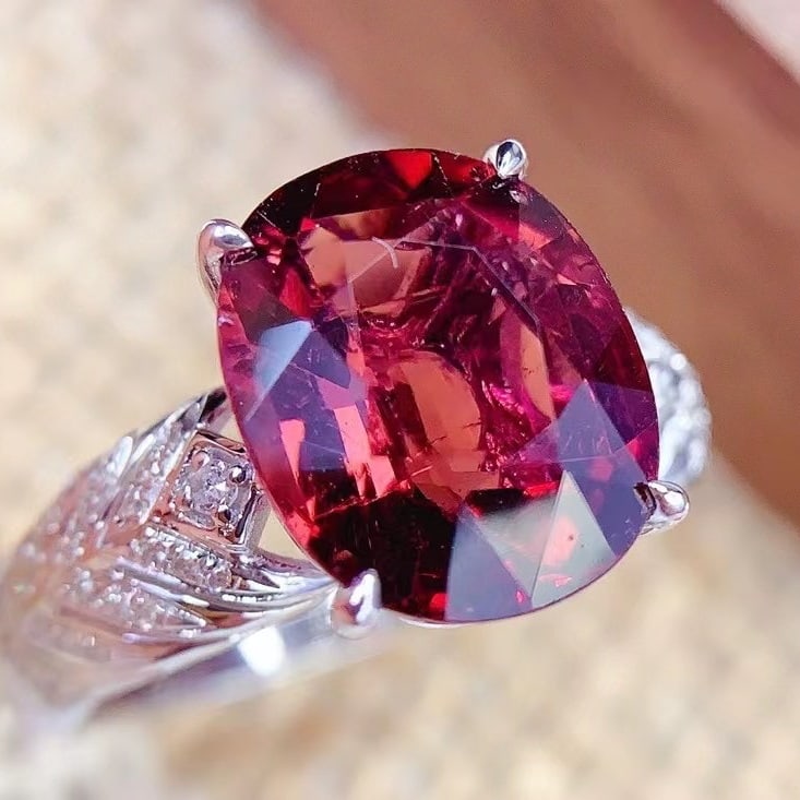 14k Gold 4.08 Ct Natural Tourmaline & Diamond Ring - 2