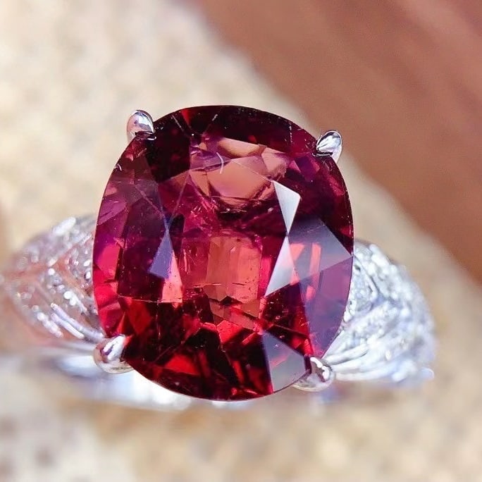 14k Gold 4.08 Ct Natural Tourmaline & Diamond Ring - 3