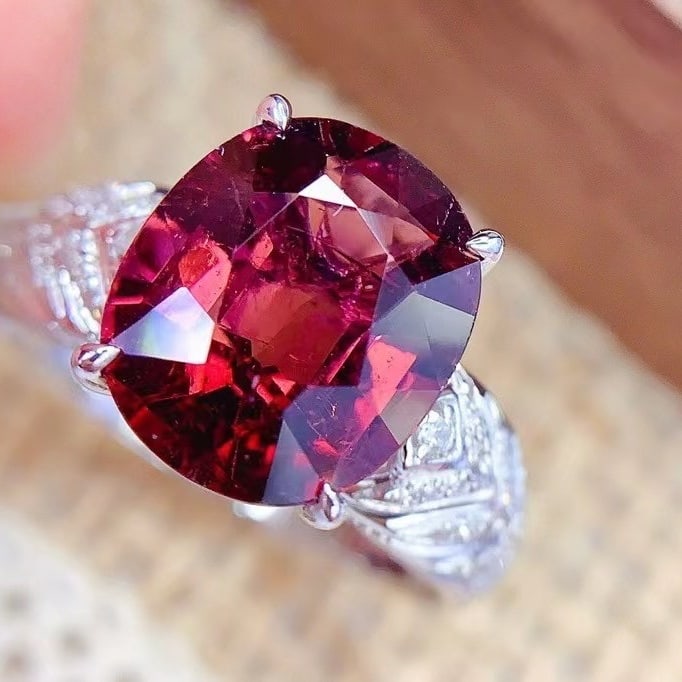 14k Gold 4.08 Ct Natural Tourmaline & Diamond Ring - 4
