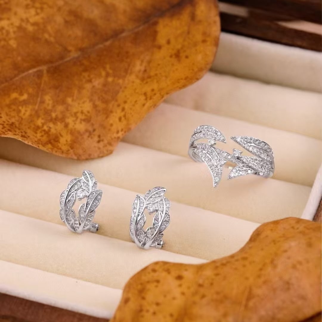 14k Gold 0.83 Ctw Natural H Diamond Jewelry Set - 2