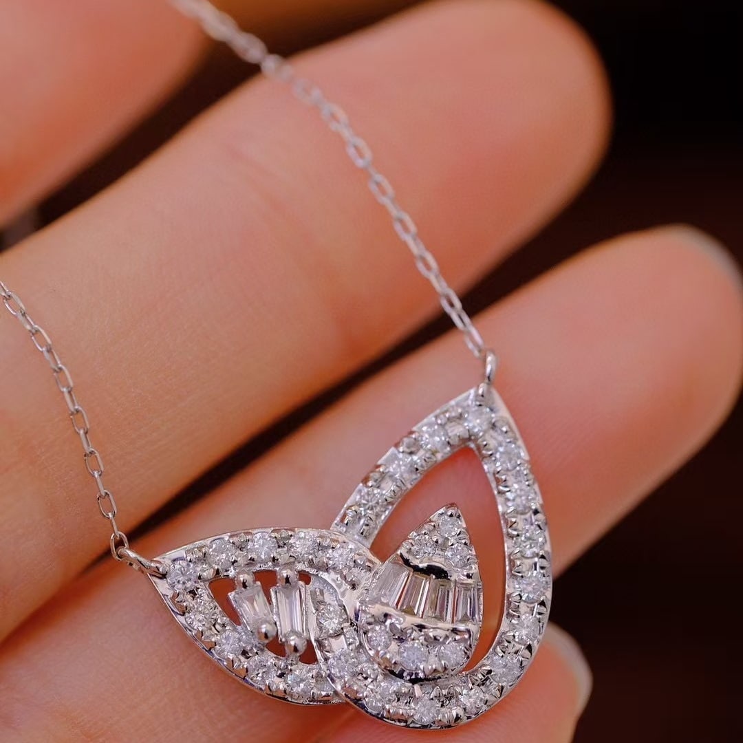 14k Gold 0.68 Ct Natural H Diamond Necklace - 2