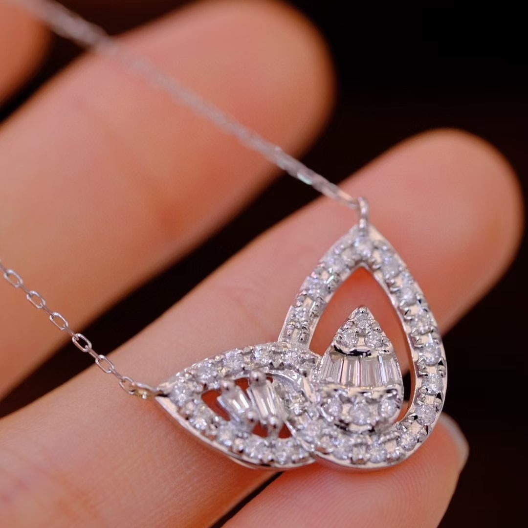 14k Gold 0.68 Ct Natural H Diamond Necklace - 3
