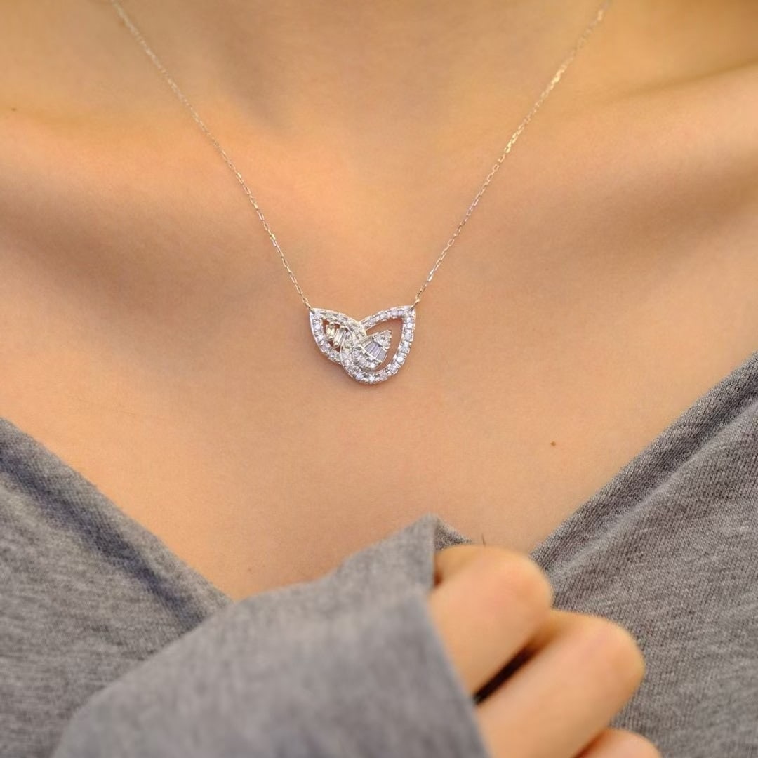 14k Gold 0.68 Ct Natural H Diamond Necklace - 4
