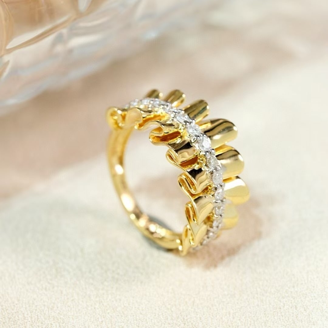 14k Gold 0.5 Ct Natural H Diamond Ring - 3