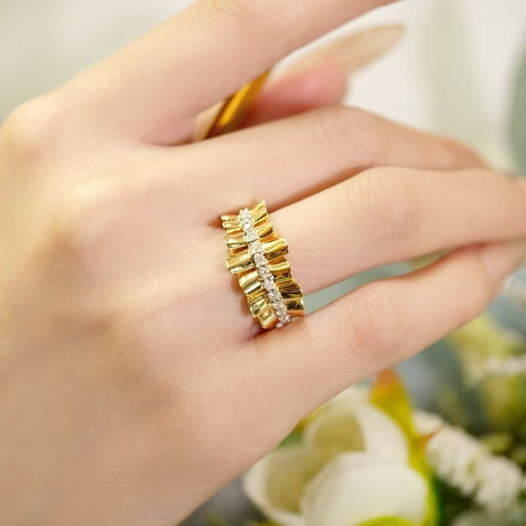 14k Gold 0.5 Ct Natural H Diamond Ring - 5