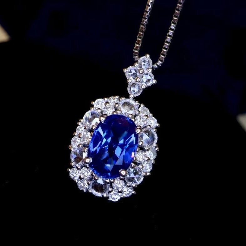 14k Gold 1.80 Ctw Natural Sapphire & Diamond Pendant( Without Chain ) - 3