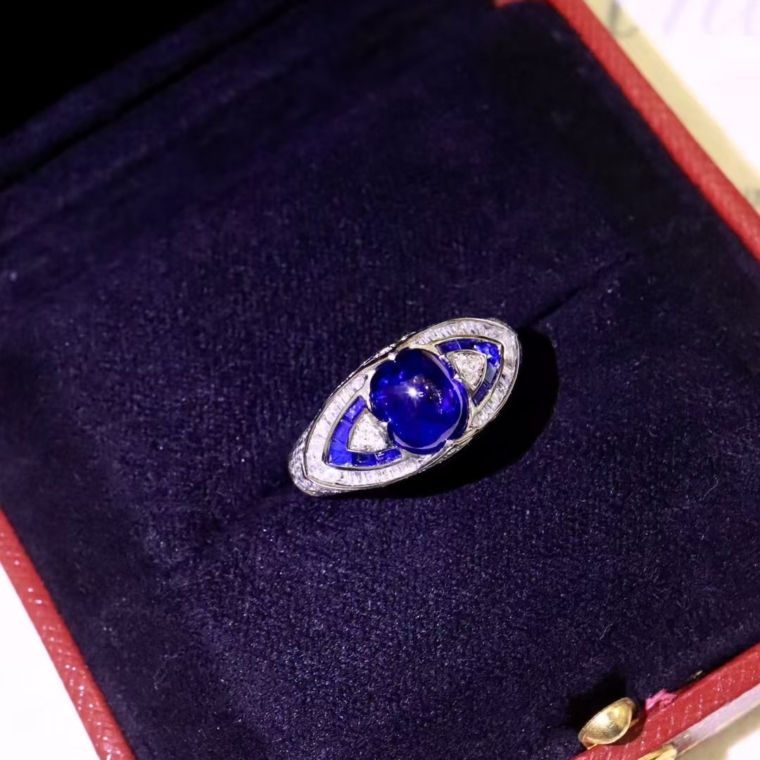 14k Gold 3.30 Ctw Natural Sapphire & Diamond Ring: Ref:230982156 / / gold content:14k gold / / ring size:7. 25us / / / / main gemstone:sapphire / / shape:oval / / carat weight:2. 48ct / / color:blue / / treatment:natural / / / / adjacent gemstone 2 :