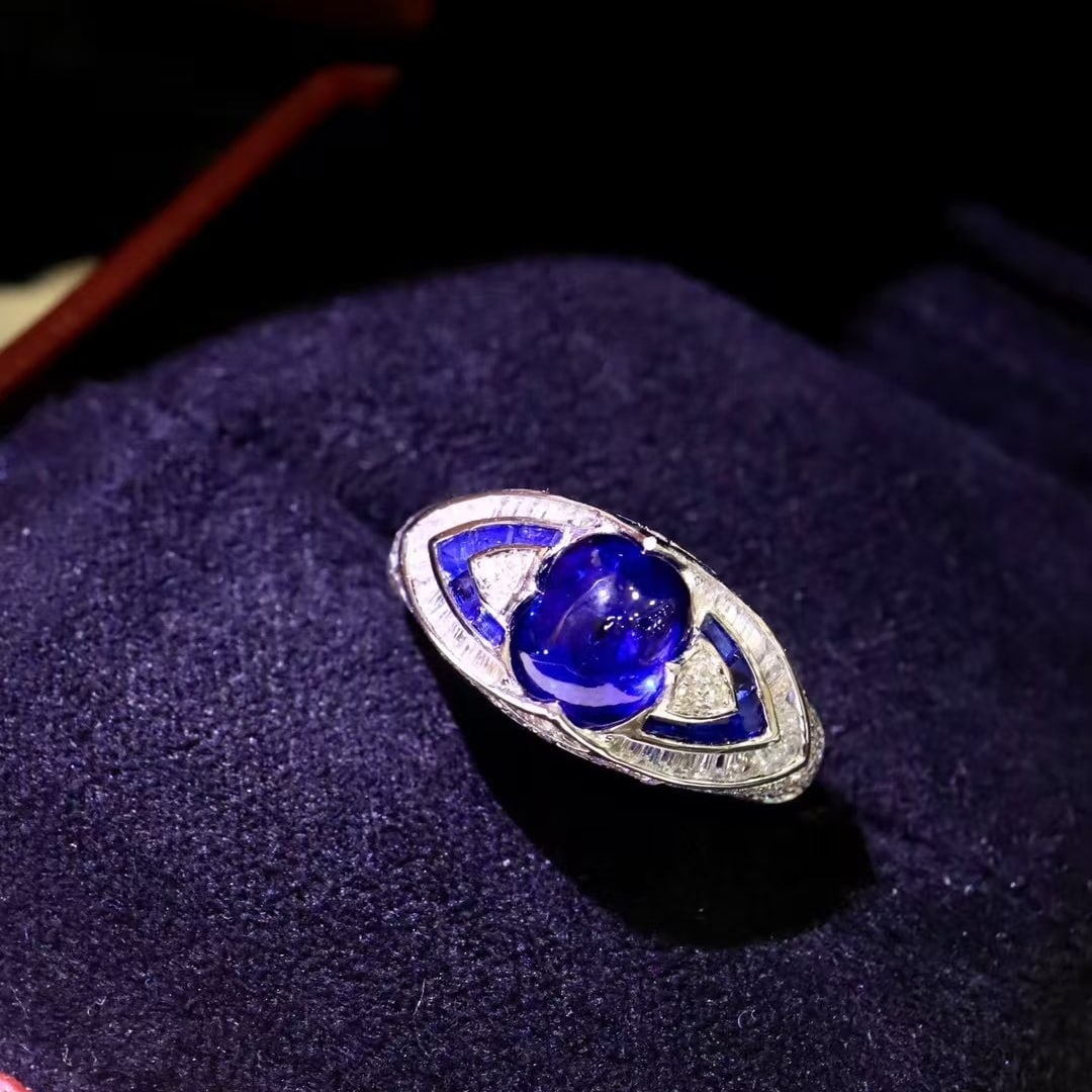 14k Gold 3.30 Ctw Natural Sapphire & Diamond Ring - 2