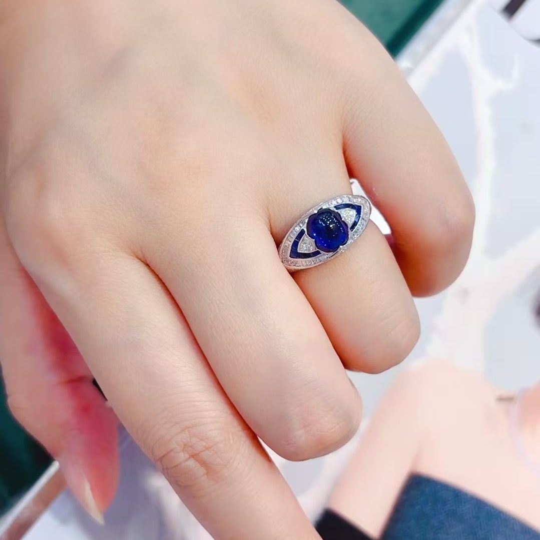 14k Gold 3.30 Ctw Natural Sapphire & Diamond Ring - 3