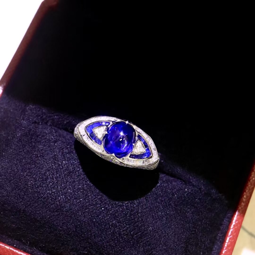14k Gold 3.30 Ctw Natural Sapphire & Diamond Ring - 4
