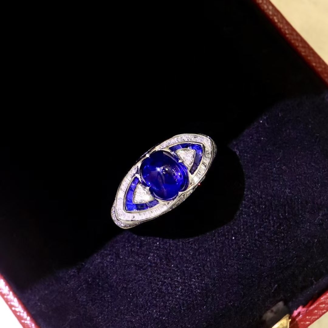14k Gold 3.30 Ctw Natural Sapphire & Diamond Ring - 5