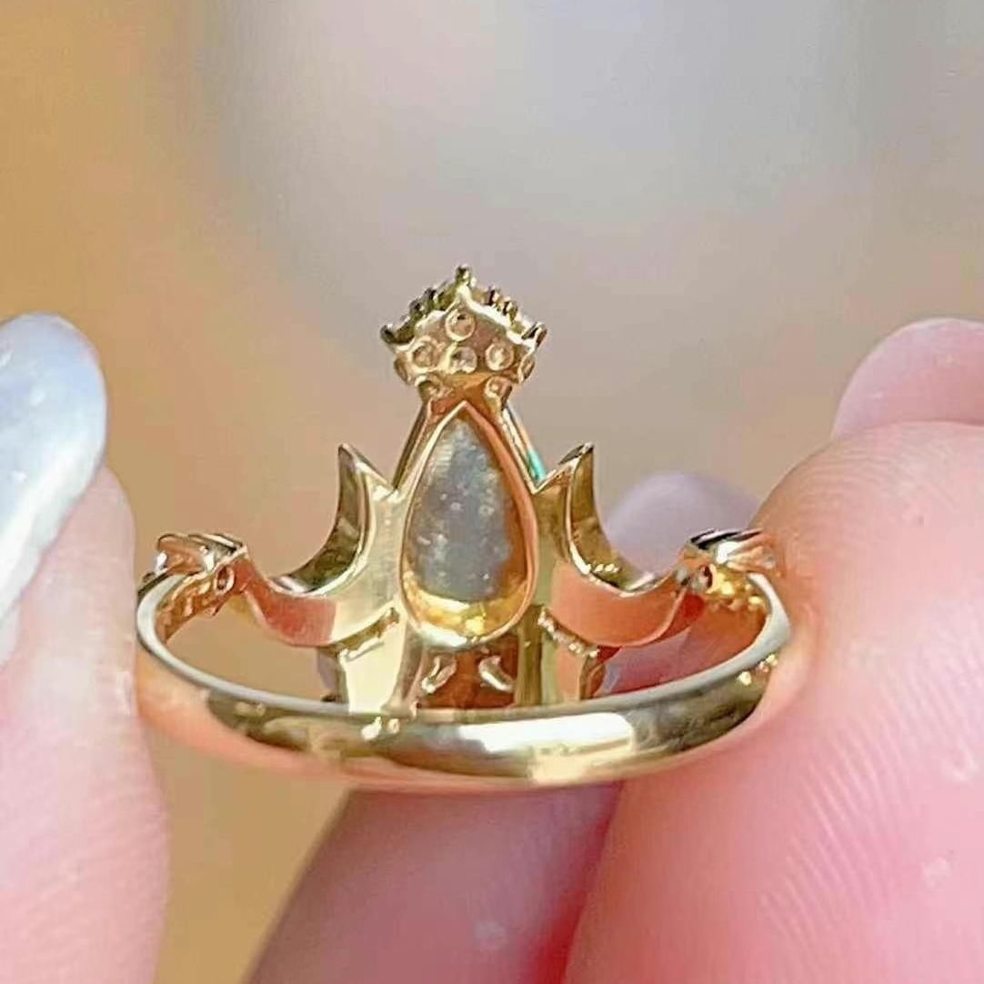14k Gold 0.51 Ctw Natural Opal & Diamond Ring - 4