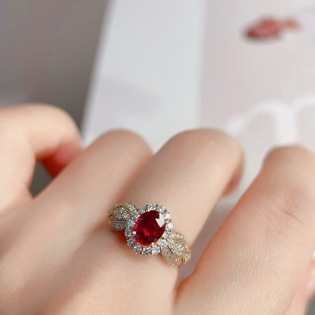 14k Gold 1.57 Ctw Natural Ruby & Diamond Ring - 4