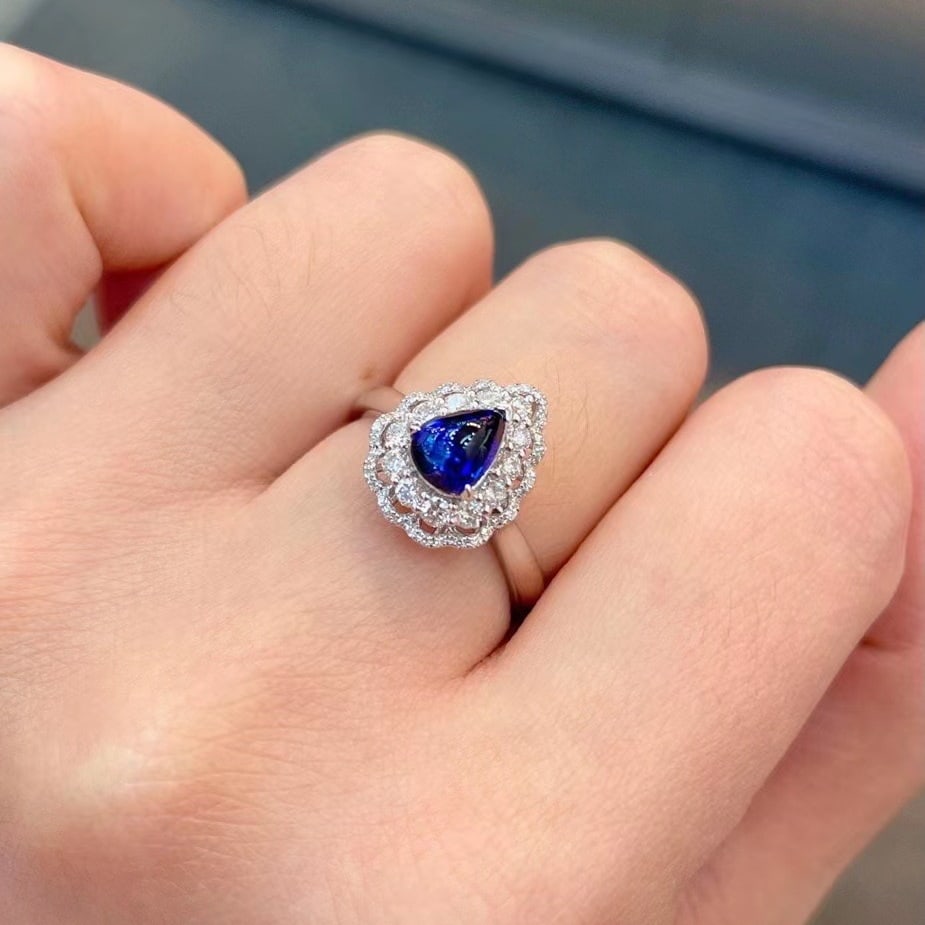 14k Gold 1.38 Ctw Natural Sapphire & Diamond Ring - 2