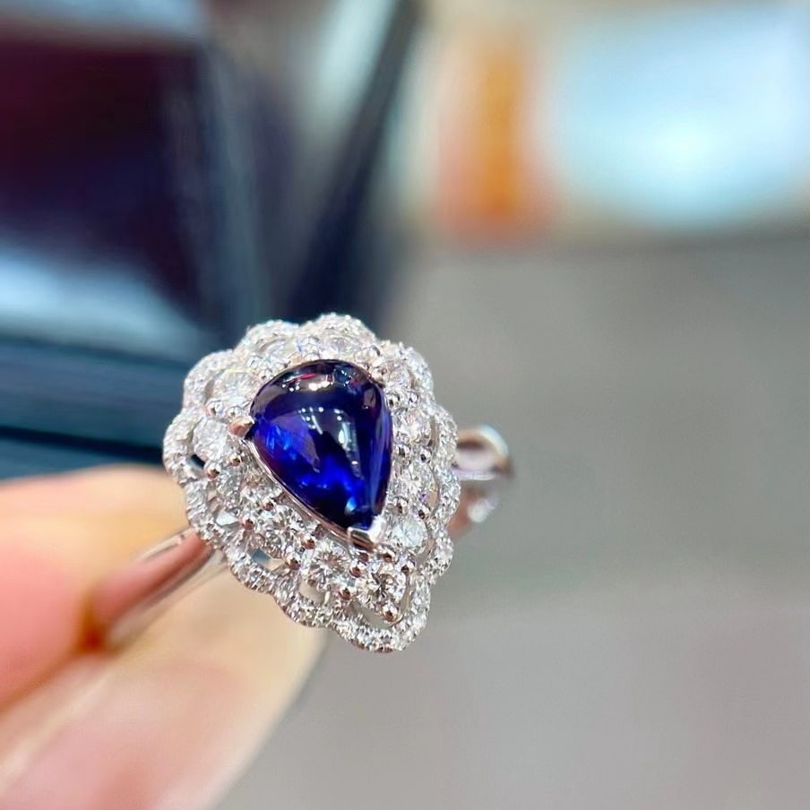 14k Gold 1.38 Ctw Natural Sapphire & Diamond Ring - 3