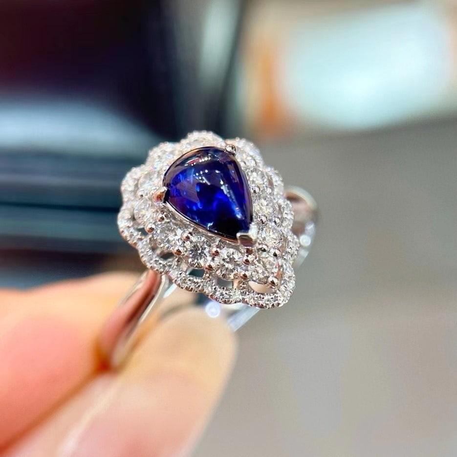 14k Gold 1.38 Ctw Natural Sapphire & Diamond Ring - 4