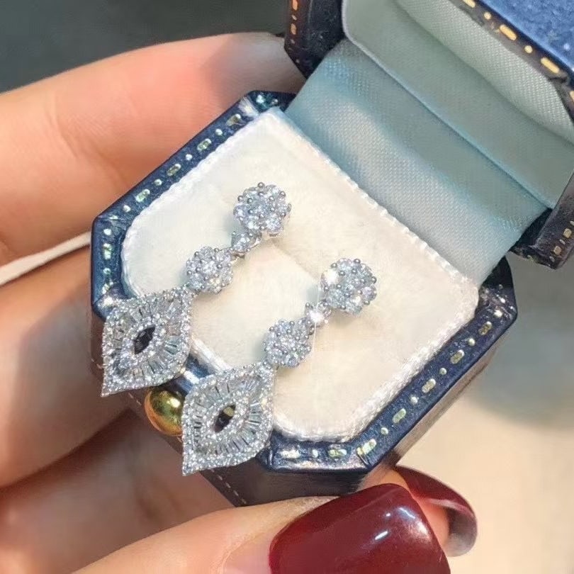 14k Gold 0.76 Ct Natural H Diamond Earrings - 2