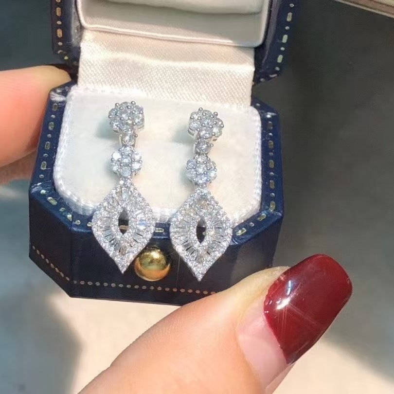 14k Gold 0.76 Ct Natural H Diamond Earrings - 3