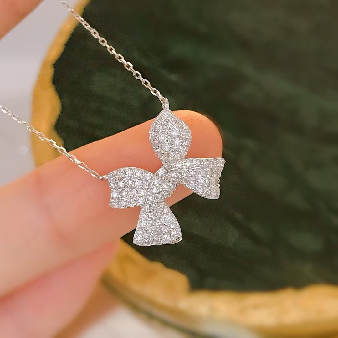 14k Gold 0.43 Ct Natural H Diamond Necklace - 2