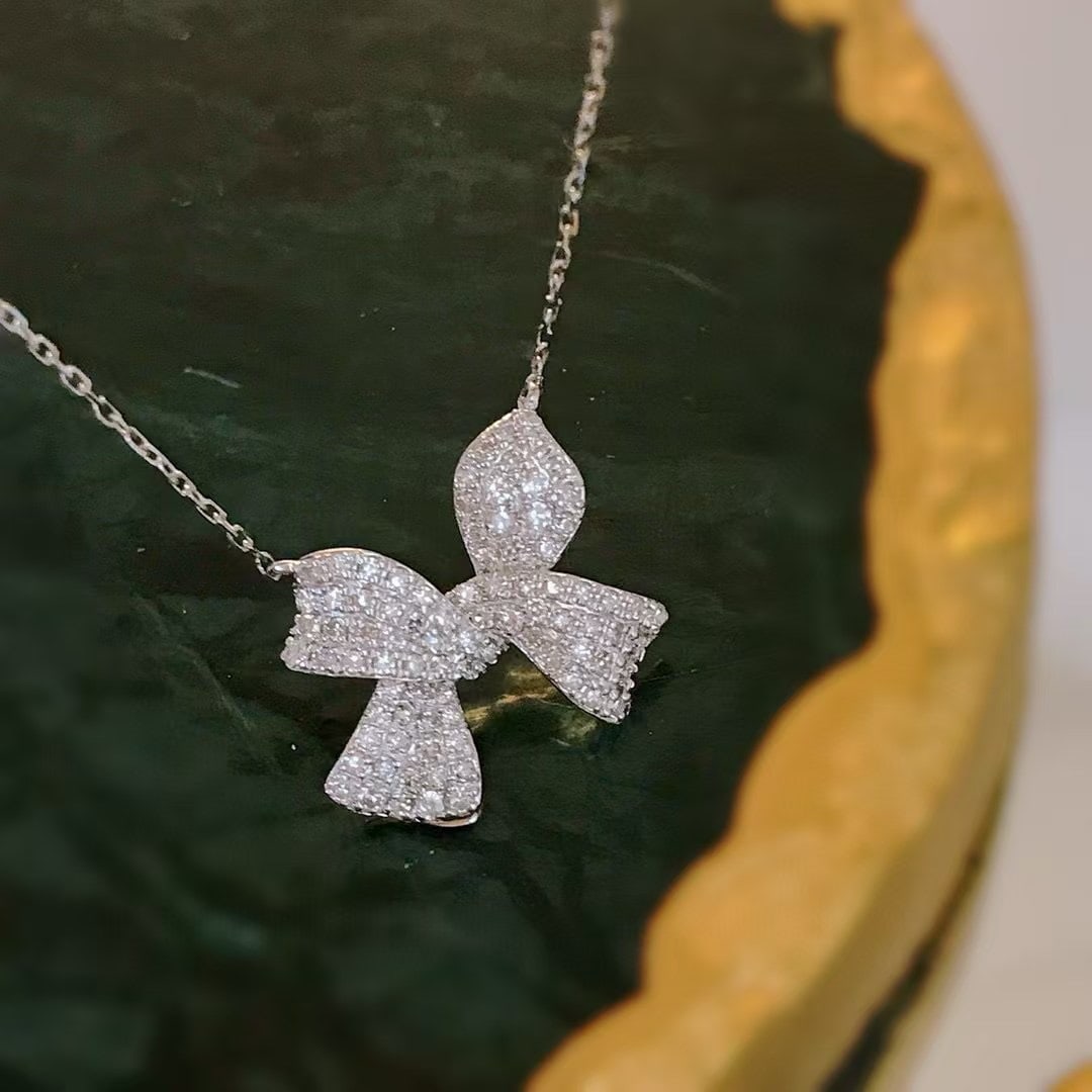 14k Gold 0.43 Ct Natural H Diamond Necklace - 4